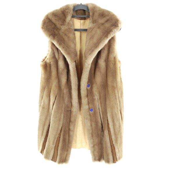 Tissavel Faux Fur Vest Coat Women XL Brown Old Money Holiday Retro Event Vintage - Picture 2 of 13